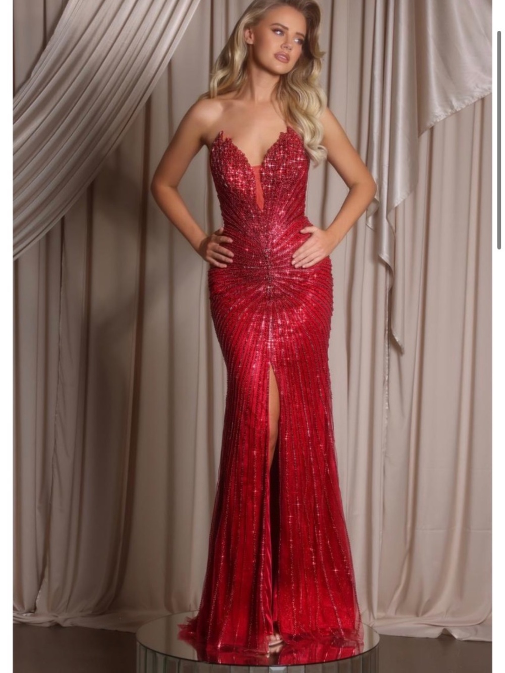 Ruby Red designer Mermaid Gown